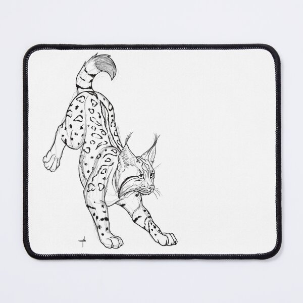 Item preview, Cute Jumping Lynx Sketch – Wild Cat Art designed and sold by HunzikerArt.