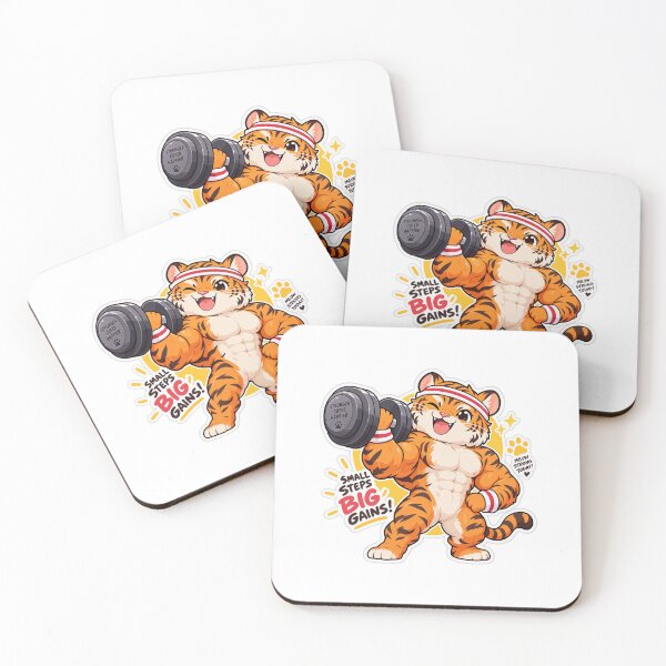 Item preview, Gym Tiger Small Steps Big Gains Fitness   designed and sold by kesaridesigns.