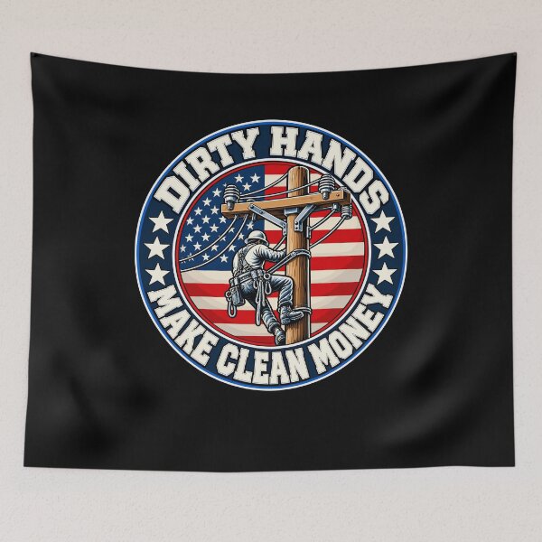 Item preview, Dirty Hands Make Clean Money Lineman Patriotic Design designed and sold by stmpdwrld.