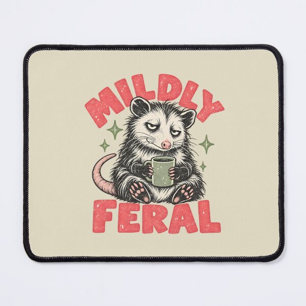 Item preview, Mildly Feral – Grumpy Opossum with Coffee designed and sold by AwesomeBeyondLimits.