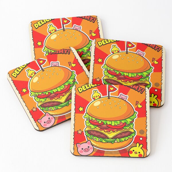 Item preview, Delicious Yummy Burger Kawaii Pop Art Cute Fast Food Cartoon designed and sold by mumeaw.