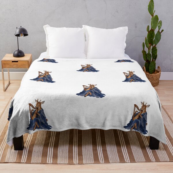 Item preview, Roe Deer with Harp in Blue Botanical Robes designed and sold by Mono.fi Studios.