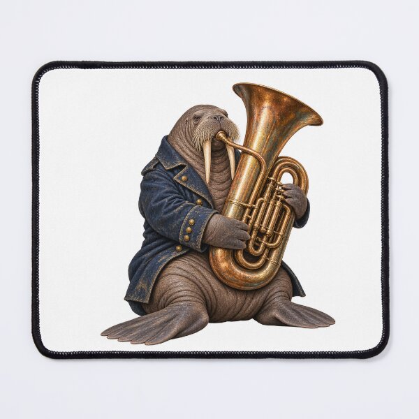 Item preview, Walrus with Copper Tuba in a Nautical Coat designed and sold by Mono.fi Studios.