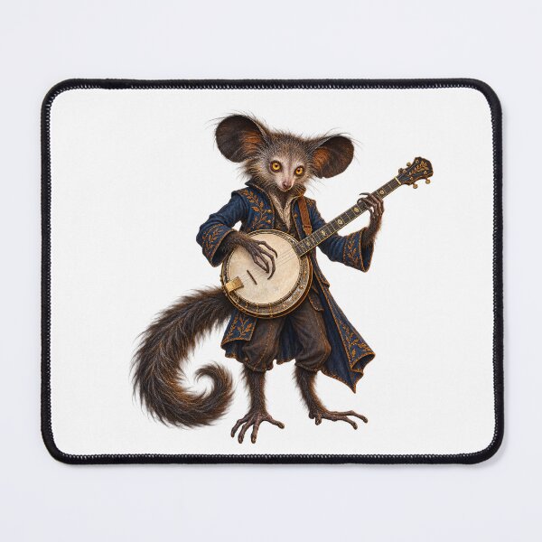 Item preview, Aye-Aye Banjo Player in Indigo and Gold designed and sold by Mono.fi Studios.
