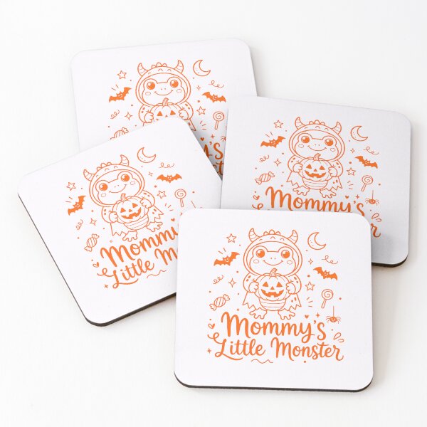 Item preview, Mommy's Little Monster Cute Line Art Frog in Monster Costume | Orange Halloween Kids & Toddler Illustration designed and sold by illeN-Art-World.