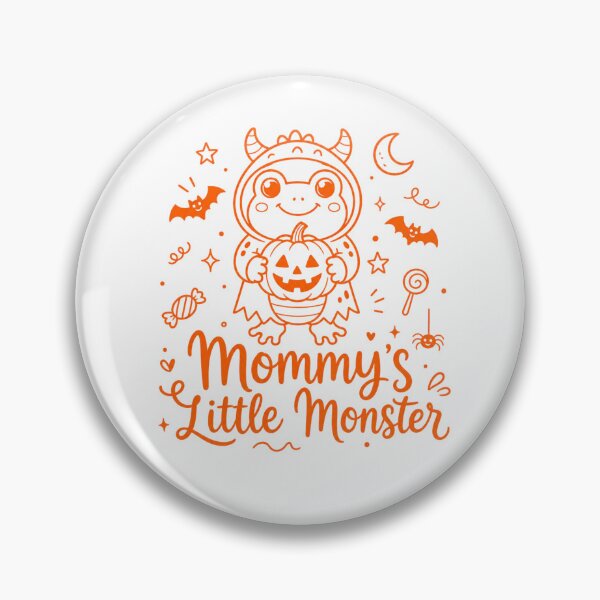 Item preview, Mommy's Little Monster Cute Line Art Frog in Monster Costume | Orange Halloween Kids & Toddler Illustration designed and sold by illeN-Art-World.