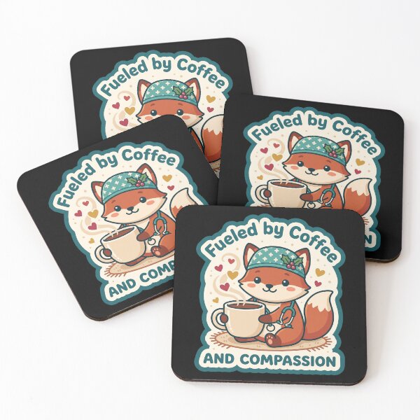 Item preview, Fueled by Coffee and Compassion - Kawaii Nurse Fox designed and sold by TheCalmEdit.
