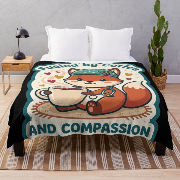 Item preview, Fueled by Coffee and Compassion - Kawaii Nurse Fox designed and sold by TheCalmEdit.