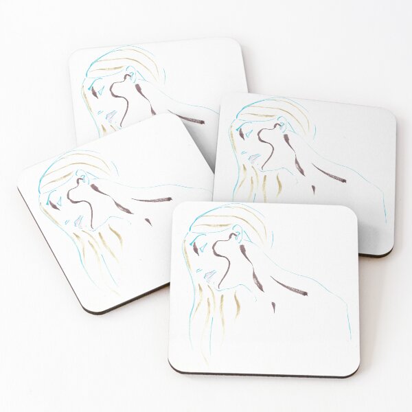 Item preview, Wind-Swept Woman in Cyan and Gold designed and sold by essentialink.