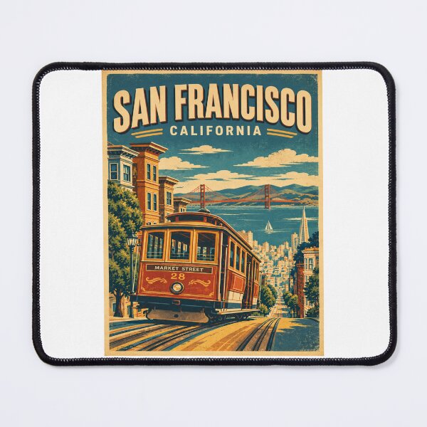Item preview, Vintage San Francisco Cable Car – California Retro Travel Poster designed and sold by Globalcitytees.