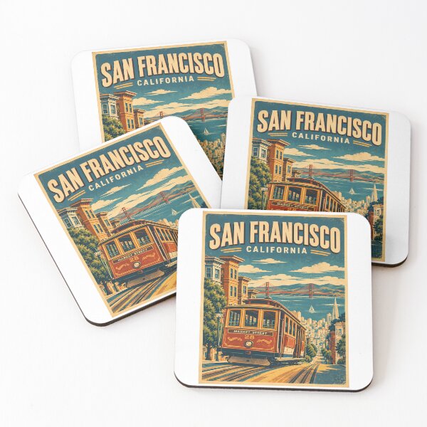 Item preview, Vintage San Francisco Cable Car – California Retro Travel Poster designed and sold by Globalcitytees.