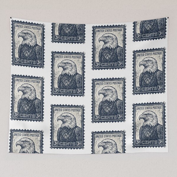 Item preview, Philately Eagle Design – Vintage Postage Stamp Linocut Art designed and sold by Luminari Creations.