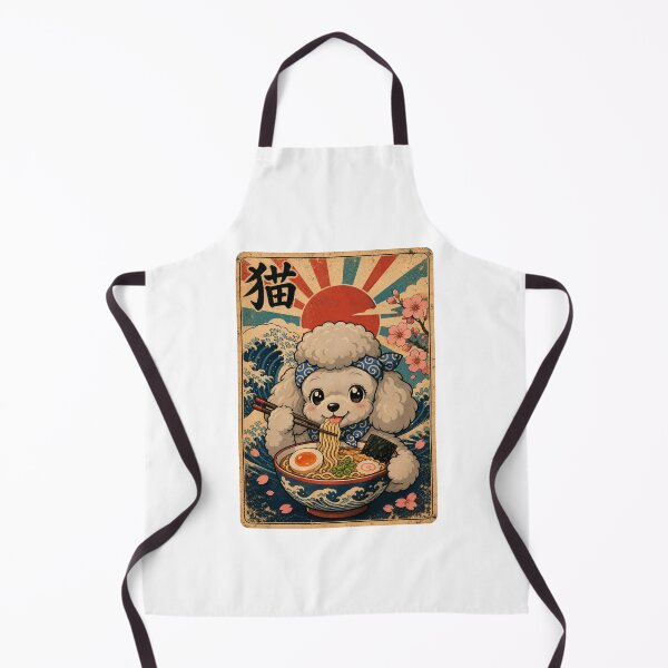 Item preview, Cute Poodle Dog Eating Ramen Vintage Japanese Art designed and sold by StuckOnTees.