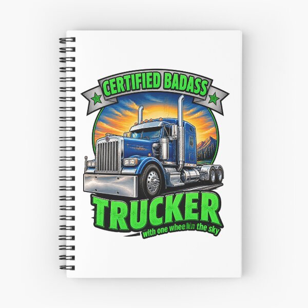 Item preview, Certified Badass Trucker with One Wheel in the Sky Vintage Truck Driver Design PERFECT GIFT FOR YOU AND FRIENDS designed and sold by CatGoesBoom.