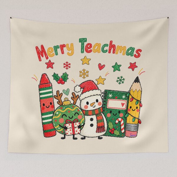 Item preview, Merry Teachmas | Cute Christmas for teacher | Crayon Art designed and sold by Made by Tamar.