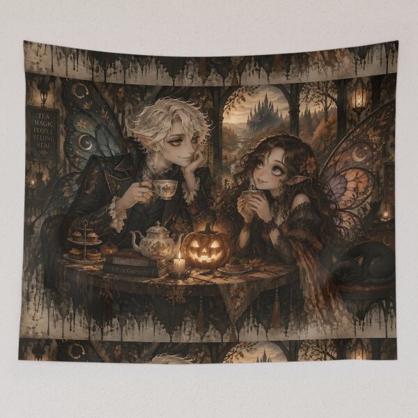 Item preview, Fairy Couple at Cozy Autumn Café designed and sold by sigmaartstudio.