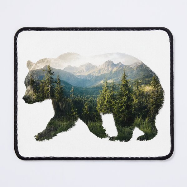 Item preview, Wilderness Grizzly Bear Double Exposure Alpine Mountain Forest designed and sold by pietini.