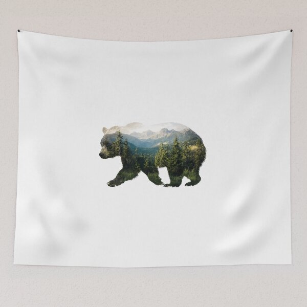 Item preview, Wilderness Grizzly Bear Double Exposure Alpine Mountain Forest designed and sold by pietini.