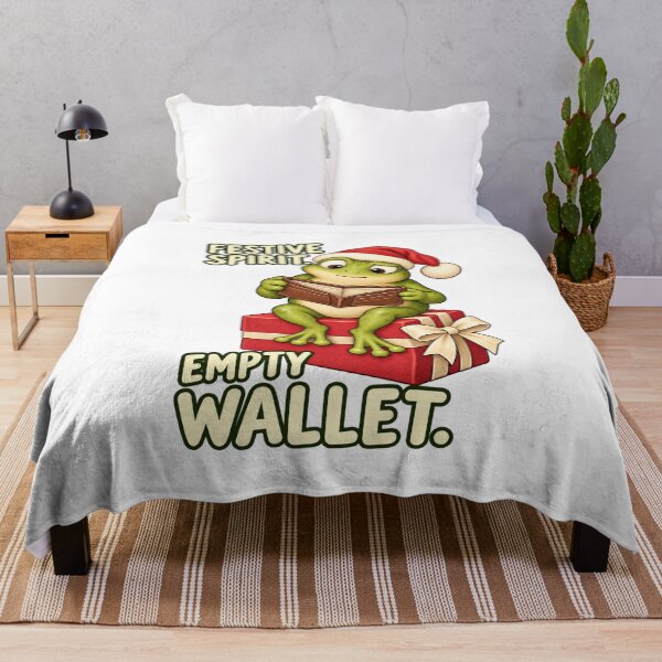 Item preview, Funny Christmas Frog: Festive Spirit, Empty Wallet designed and sold by PanaddaArtStudio.