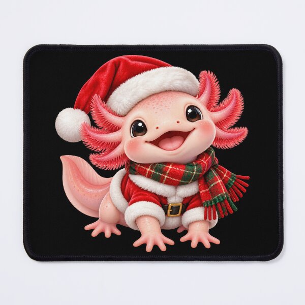 Item preview, Christmas Axolotl in Santa Suit with Red Plaid Scarf designed and sold by hartwell-made.
