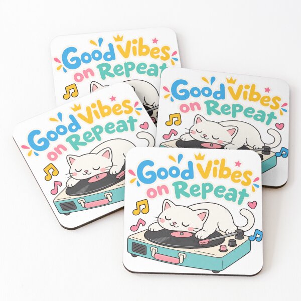 Item preview, Good Vibes On Repeat Cat Vinyl Record Player designed and sold by Nicha Studio.