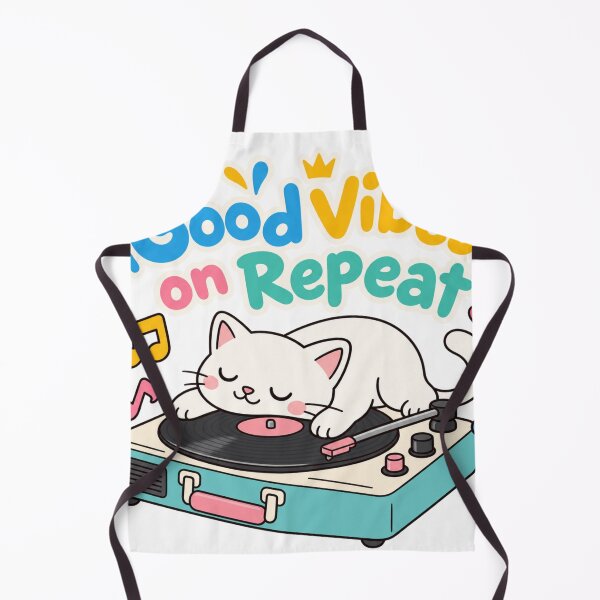 Item preview, Good Vibes On Repeat Cat Vinyl Record Player designed and sold by Nicha Studio.