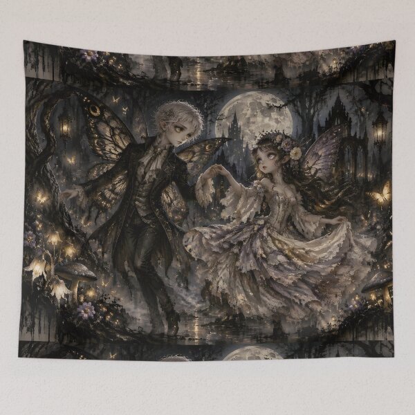 Item preview, Fairy Couple Dancing Under the Full Moon designed and sold by sigmaartstudio.