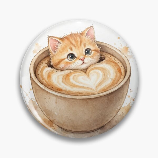 Item preview, Kitten in Latte Art Coffee Cup Watercolor designed and sold by BarakaMedia.