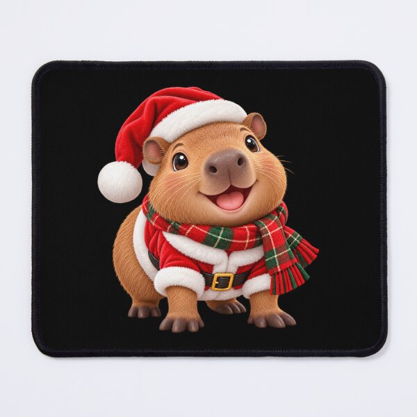 Item preview, Christmas Capybara Wearing a Santa Hat and Plaid Scarf designed and sold by hartwell-made.