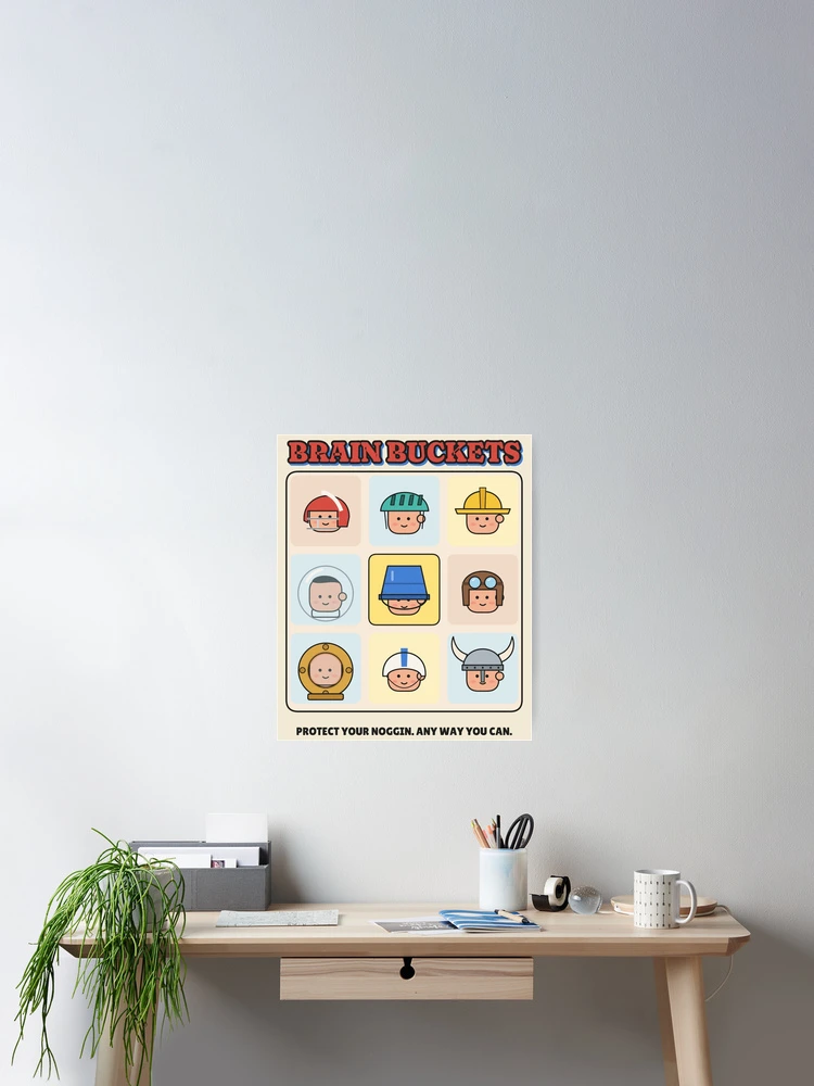 Thumbnail 2 von 3, Poster, Brain Buckets Funny Helmet Heads Grid designt und verkauft von somebasic.