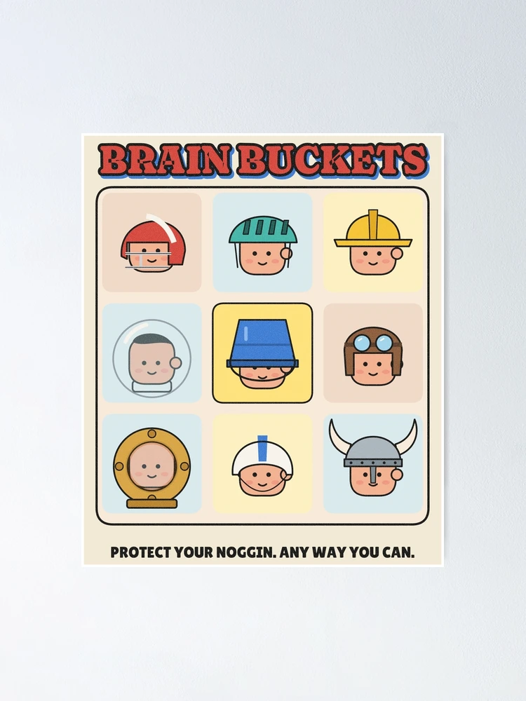 Thumbnail 1 von 3, Poster, Brain Buckets Funny Helmet Heads Grid designt und verkauft von somebasic.