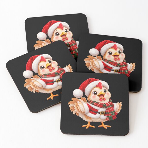 Item preview, Christmas Chicken in Santa Suit with Plaid Winter Scarf designed and sold by hartwell-made.