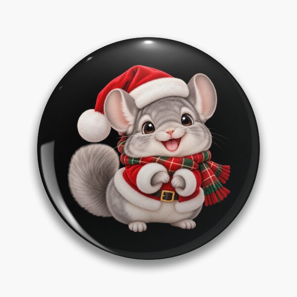 Item preview, Christmas Chinchilla Wearing a Santa Hat and Scarf designed and sold by hartwell-made.