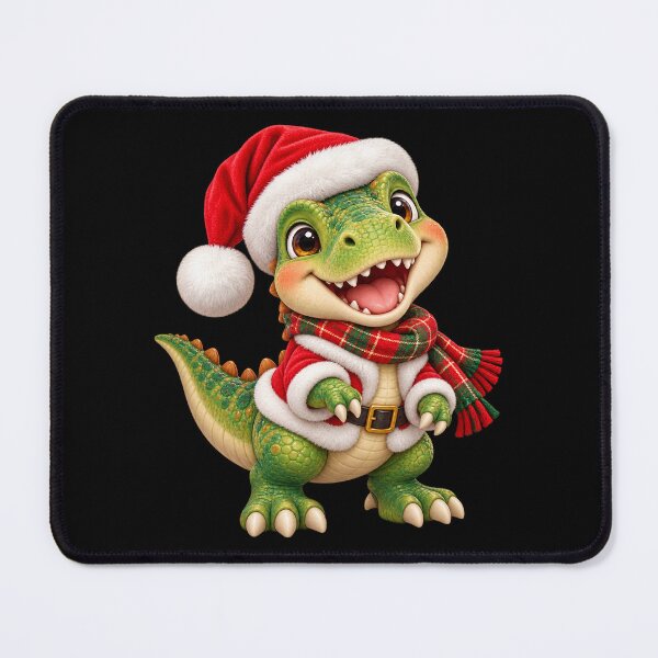 Item preview, Christmas Dinosaur in Santa Outfit and Plaid Scarf designed and sold by hartwell-made.