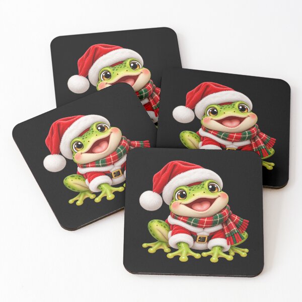 Item preview, Christmas Frog in Santa Suit with Red Tartan Scarf designed and sold by hartwell-made.