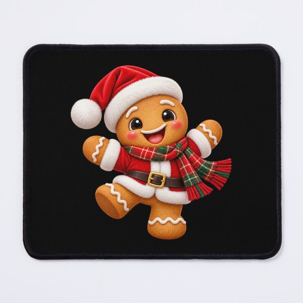 Item preview, Gingerbread Man Christmas in Santa Hat and Plaid Scarf designed and sold by hartwell-made.