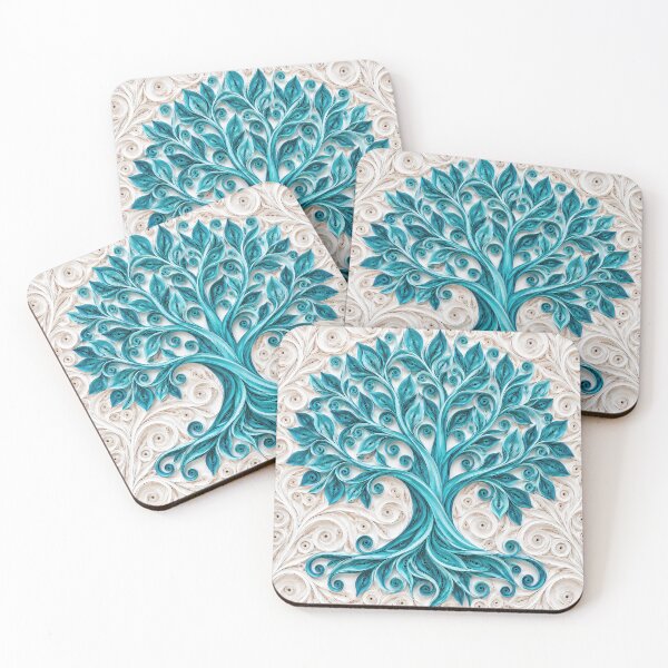 Item preview, Teal Tree on White designed and sold by Elisabeth Lucas.