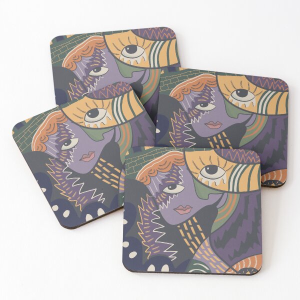 Item preview, Halloween Witch Cubist Portrait – Spooky Folk Art designed and sold by aekritdeach.
