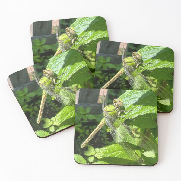Item preview, Green Dragonfly on Leaf Nature Macro Photography designed and sold by LenaRus.