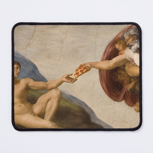 Item preview, Michelangelo, Creation of Adam, Pizza Parody, Art History, Humor, God designed and sold by Mauswohn.