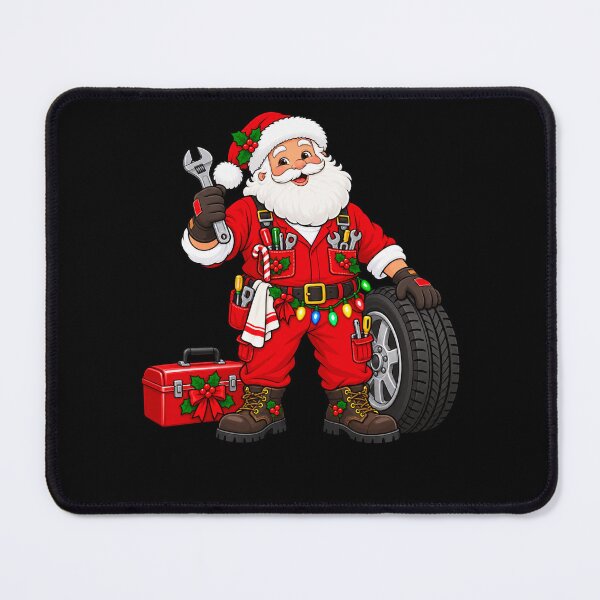 Item preview, Christmas Mechanic Santa with Wrench and a Car Tire designed and sold by vaylen-orbit.