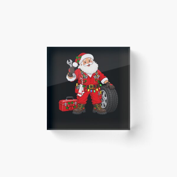 Item preview, Christmas Mechanic Santa with Wrench and a Car Tire designed and sold by vaylen-orbit.