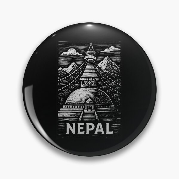 Artikelvorschau, Linolschnitt-Stil aus Nepal entworfen und verkauft von Thistle-TShop.