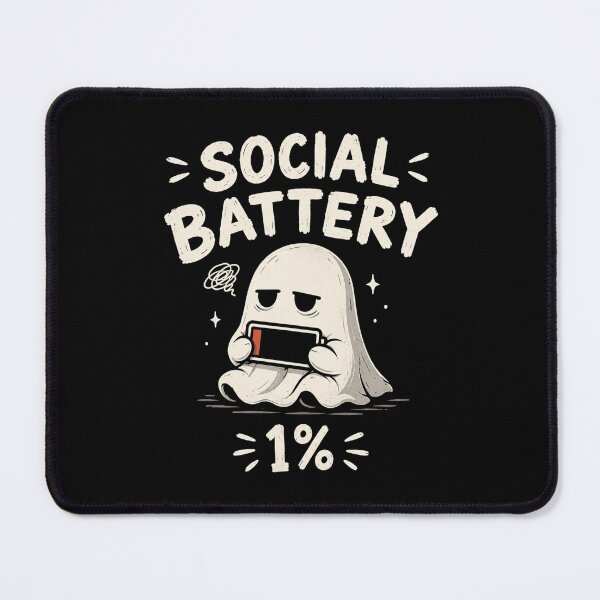 Item preview, Social Battery 1% Funny Ghost Meme designed and sold by JalwaWear.