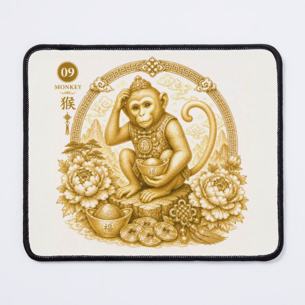 Item preview, Year of the Monkey Chinese Zodiac Gold Art Luxury Asian Zodiac designed and sold by Soluna Studio.