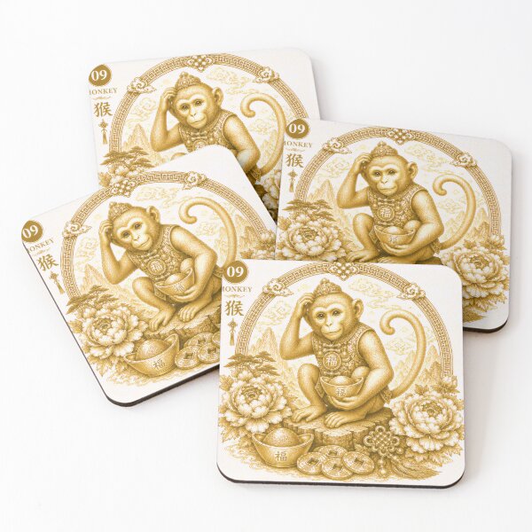Item preview, Year of the Monkey Chinese Zodiac Gold Art Luxury Asian Zodiac designed and sold by Soluna Studio.