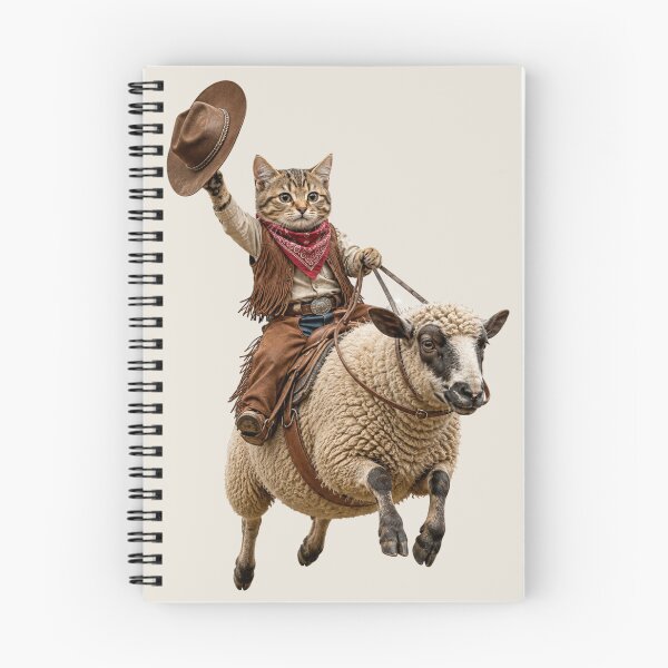 Item preview, Cowboy Kitty Rides Bucking Sheep designed and sold by Giddy Bear Gifts.