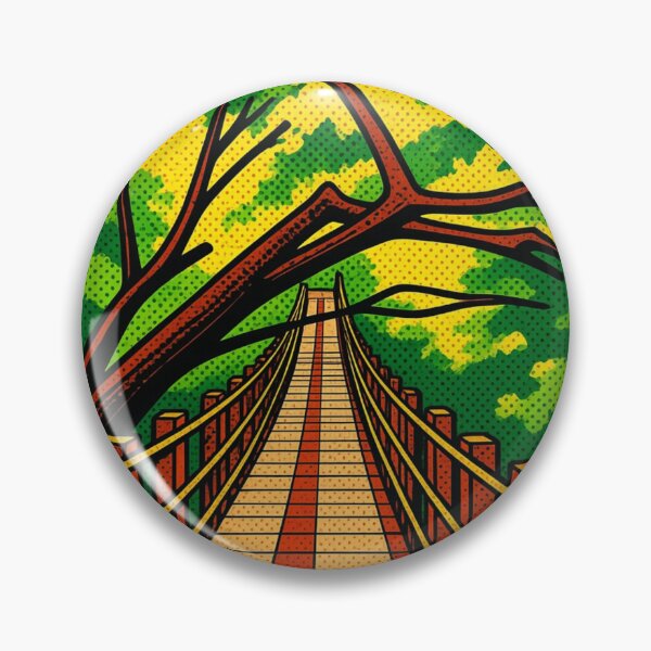Item preview, Into the Green – Retro Jungle Suspension Bridge Art designed and sold by GeEeN.