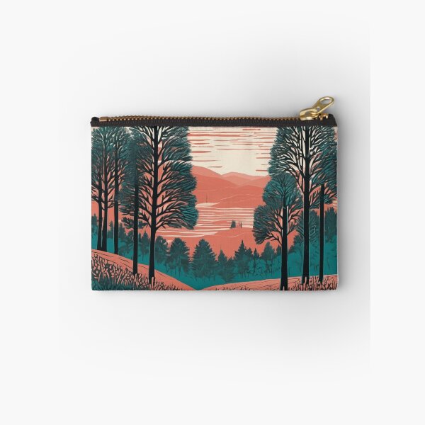 Item preview, Forest at Sunset - Block Print Landscape designed and sold by Hidamari's SHOP.