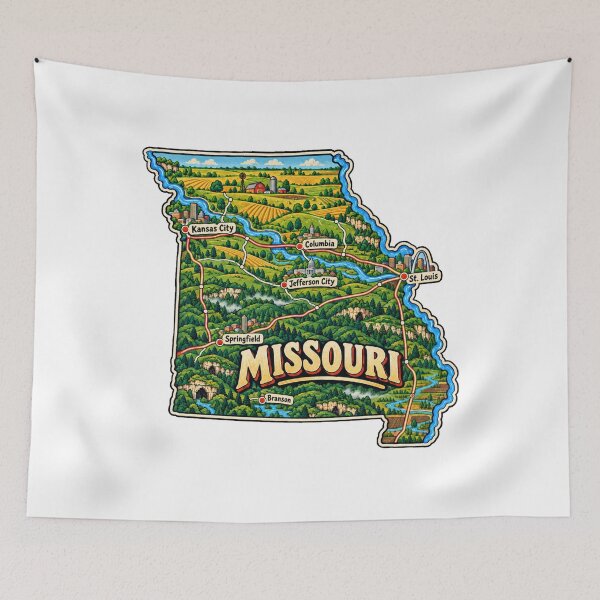 Item preview, Hand Drawn Missouri Travel Souvenir Landmark Gift designed and sold by MichaeIRellov.